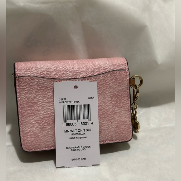 🌸🌸 Coach Mini Wallet On A Chain In Signature Canvas With Charms NWT - Picture 3 of 7